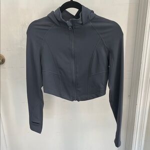 Gold Hinge Gray Cropped Zip-Up Hoodie